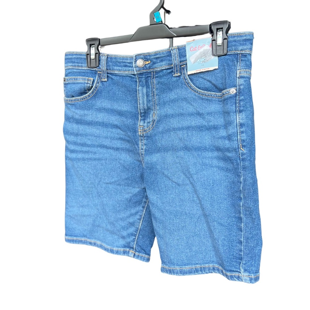 Cat and jack relaxed tapered Jean shorts boys Sz 16 blue stretch